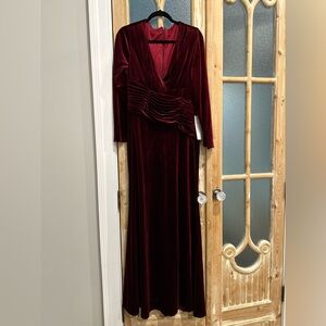 Elegant Burgundy Velvet Gown